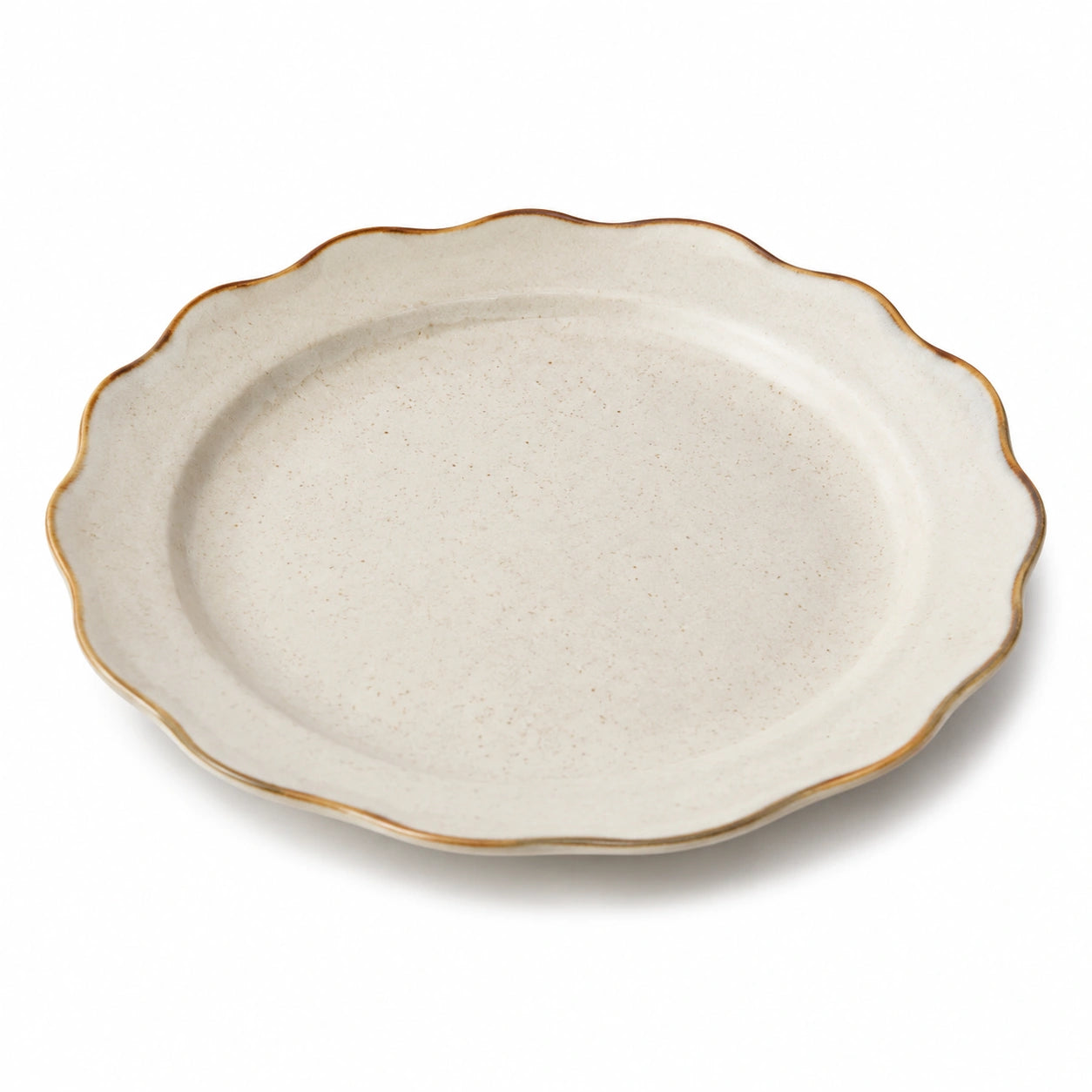 Assiette creuse 26 cm en céramique beige finition ondulée