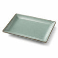 Plat rectangulaire 30×20 cm en céramique vert céladon - service de table à rebord