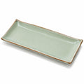 Plateau de service rectangulaire 30 x 15 cm en céramique vert d'eau style rustique