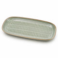 Plat de service rectangulaire 35×18 cm en céramique vert pâle strié