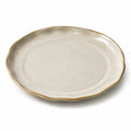 Assiette plate 27 cm en céramique beige mouchetée - style rustique
