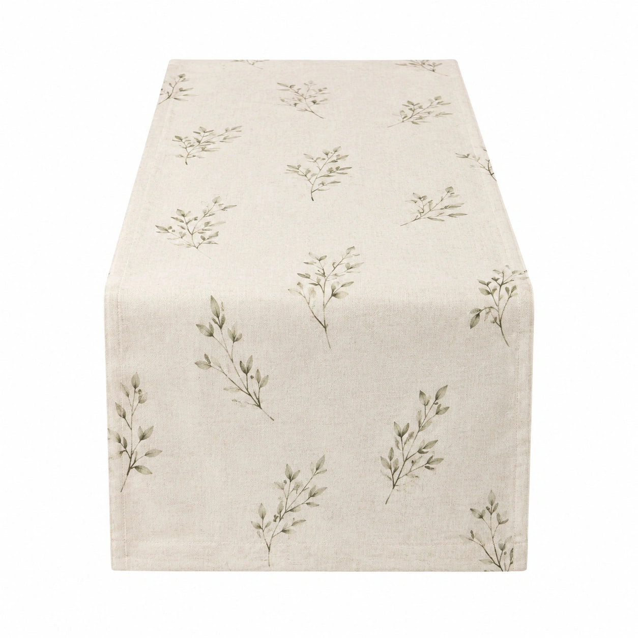 Chemin de table 180 x 35 cm en polyester beige à motif végétal décoratif