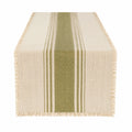 Chemin de table 40 x 180 cm tissé beige vert à franges style naturel