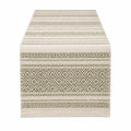 Chemin de table 180 x 33 cm en tissu beige et vert motif géométrique tissé