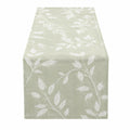 Chemin de table 40 x 180 cm en tissu vert sauge à motif feuillage décoratif
