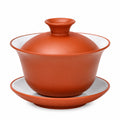 Gaiwan en céramique orange 200 ml avec couvercle et soucoupe pour thé