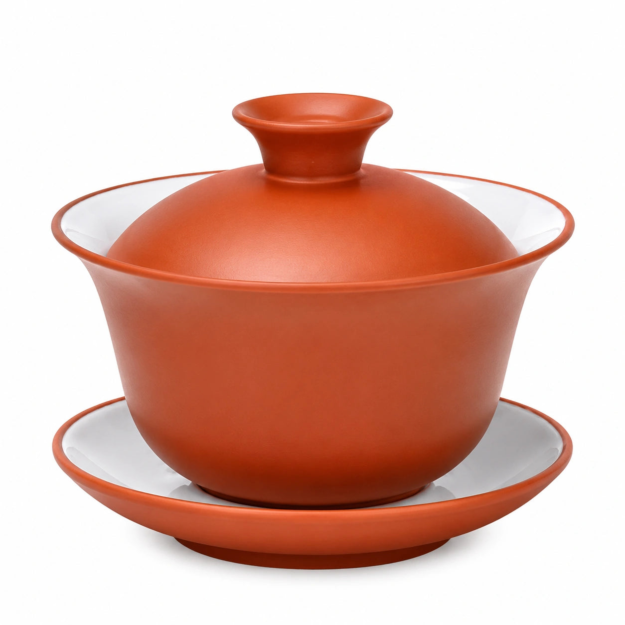 Gaiwan en céramique orange 200 ml avec couvercle et soucoupe pour thé