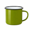 Mug émaillé 350 ml vert 8 cm avec bord noir style camping