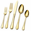 Ménagère 5 pièces en acier inoxydable doré 14 à 23 cm finition brillante pour table
