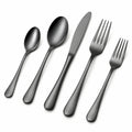 Ménagère 5 pièces 15 à 23 cm en acier inoxydable noir - couverts de table contemporains