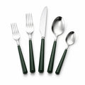 Ménagère 5 pièces en acier inoxydable vert foncé - couverts de table à finition polie