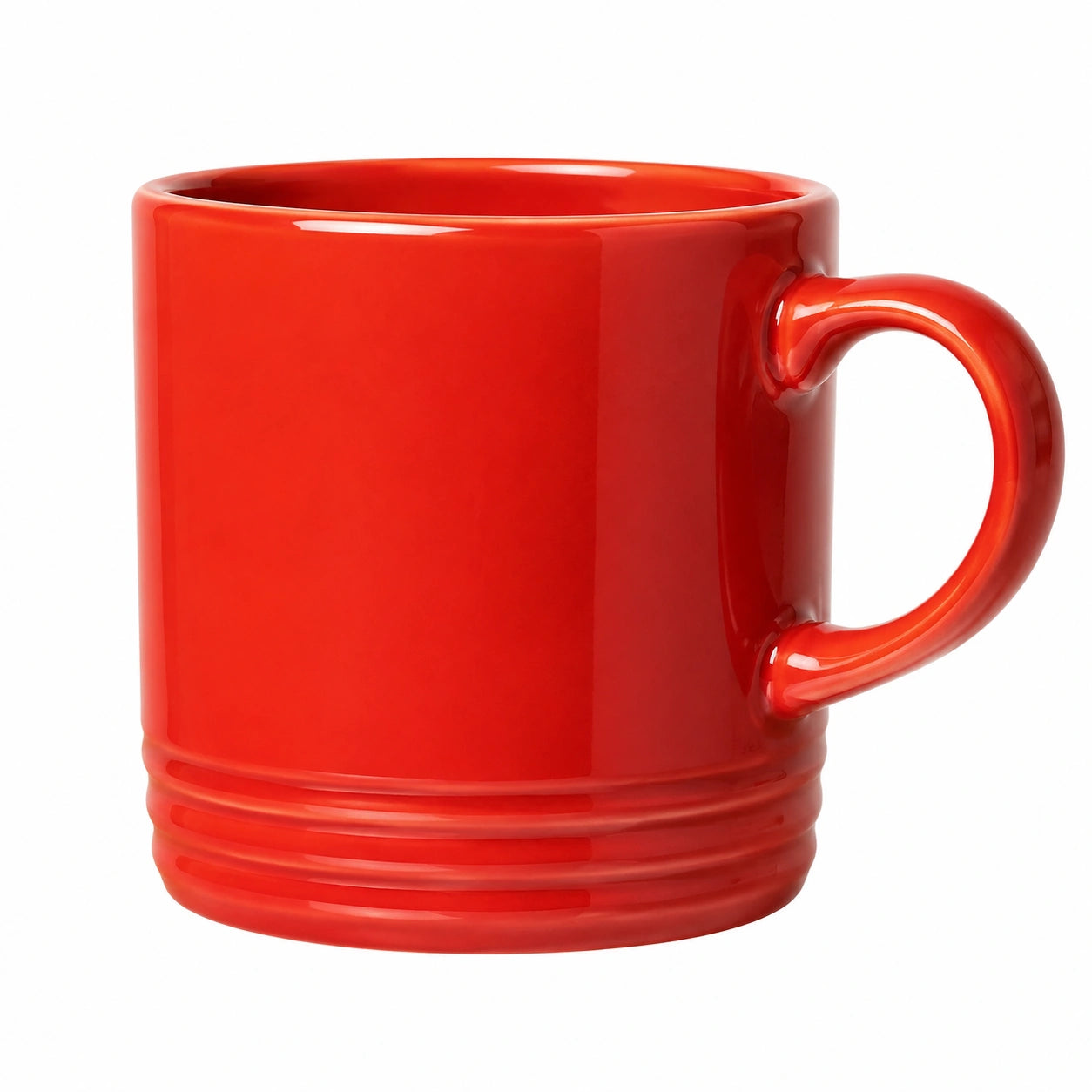 Mug 350 ml en céramique rouge brillante avec anse pour boissons chaudes