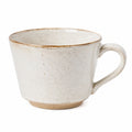 Tasse 350 ml en céramique blanc cassé moucheté style rustique avec anse