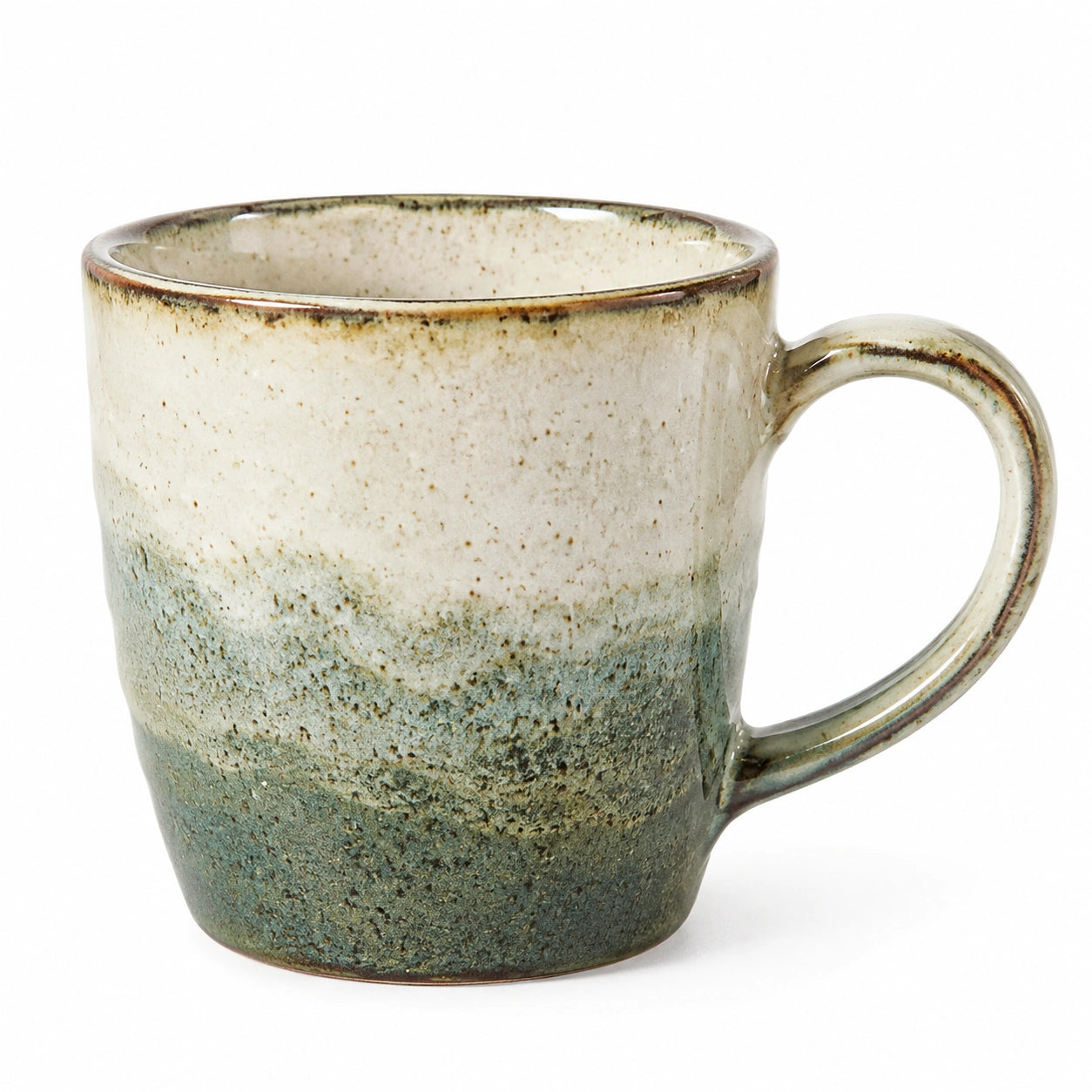Mug en céramique 350 ml vert et crème style rustique