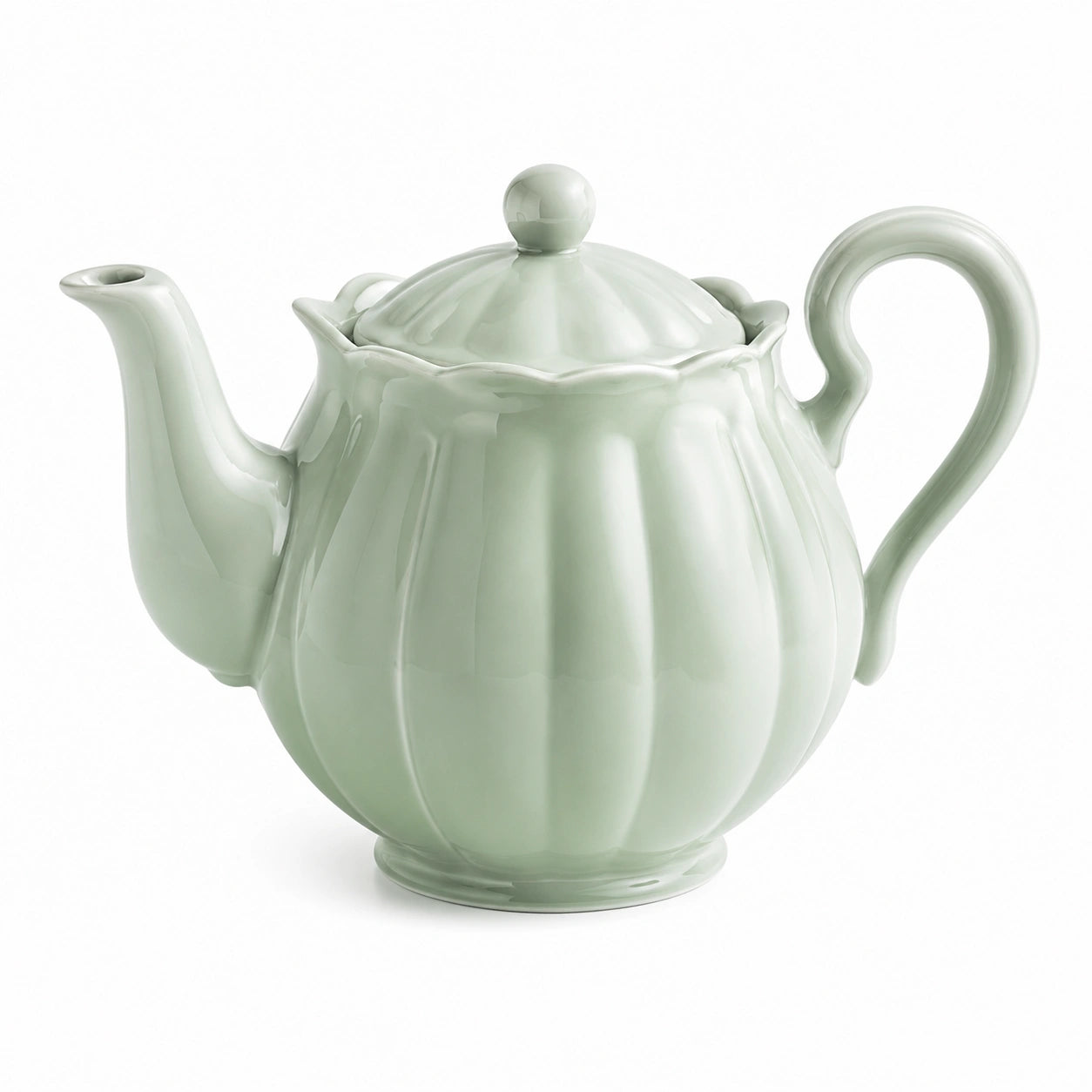 Théière 1200 ml en céramique vert pâle avec couvercle style classique